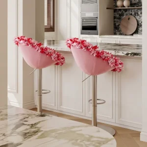 Luxury Flower Petal Bar Stool Modern Pink Swivel Bar Chair Creative Art High Stool for Kitchen Island Salon Cafe Club Decor