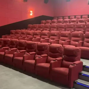 Luxury Genuine Leather Electric Commercial Theater Church Sofa with Reclining Cup Holder