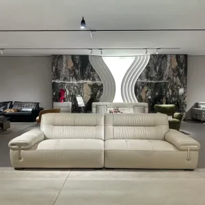 Luxury Genuine Leather Sofa Minimalist Design Modern Leather Sofa for Apartment Hotel Solid Wood Frame