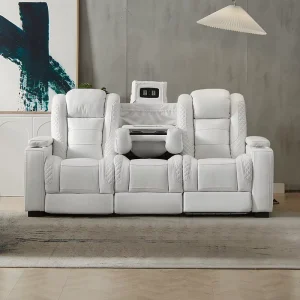 Luxury Genuine Leather Theater Recliner Sofa with Storage Compartment
