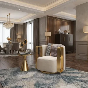 Luxury Gold Metal Frame Velvet Lounge Swivel Armchair Hotel Restaurant Reception Furniture