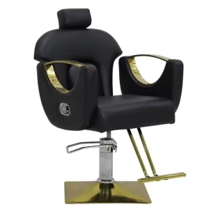 Luxury Gold Penh Barbershop Chair Factory Supply Black PU Leather Hair Cutting Salon Chair for Professional Hair Salon