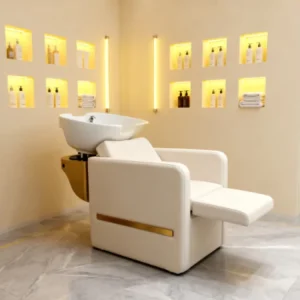 Luxury Gold Portable Shampoo Chair Semi Reclining Hair Washing Chair for Professional Salon Use