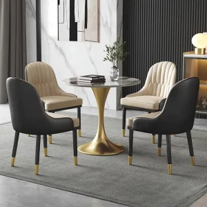 Luxury Gold Stainless Steel Leg Marble Top Round Coffee Shop Tables and Chairs Set With 4chairs