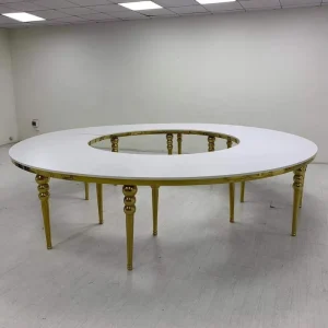 Luxury Gold Stainless Steel Round Wedding Banquet Events Side Table Set