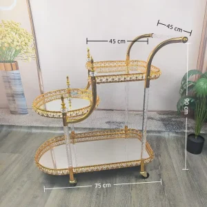 Luxury Gold Wedding Food Cart with Wheels for Hotel Banquets and Event Catering Decor