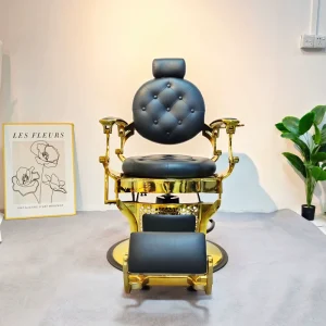 Luxury Golden Recline Men Salon Chair for Hair Beauty Station Stylist Tattoo Vintage Barbeshop Chairs