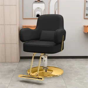 Luxury Golden Silver Base PU Leather Salon Barber Chair with Durable Design Height Adjustable 360 Degree Rotation for Barbershop