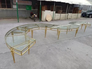 Luxury Golden Stainless Steel Frame Round Dining Room Event Wedding Party Hotel Tables