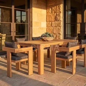 Luxury Grade Solid Teak Wood Outdoor Dining Set for 6 Seater for Hotel Resort Garden Patio Project Dining Furniture Set