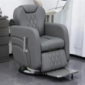 Luxury Gray Reclining Salon Chair with 360° Swivel Professional Barber Styling Chair for Beauty Salons