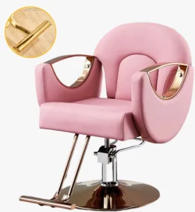 Luxury Hair Salon Barber Chair for Beauty Salons and Barber Shops Height Adjustable 360 Degree Swivel Metal Chair Leather Seat