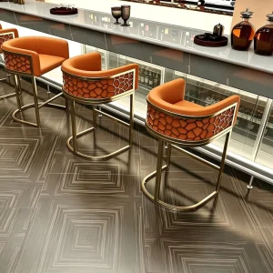 Luxury Hexagonal Hollow Metal Bar Stool Modern Velvet Upholstered Counter Stool for Home Kitchen Island Bar