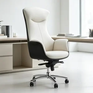 Luxury High Back Executive Office Chair PU Leather Adjustable Height Swivel Boss Chair EN1335 Certified