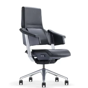 Luxury High Back Leather Executive Office Chair Ergonomic Design Adjustable Lumbar Support Swivel Function Modern Design