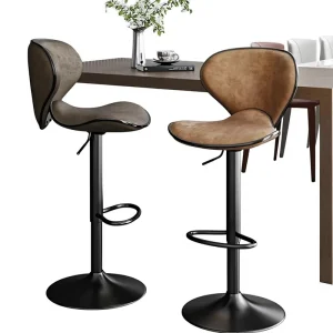 Luxury High End Modern Minimalism Wooden Frame Liftable Rotatable Bar Stool for Home & Commercial Use