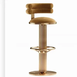 Luxury High End Modern Minimalist Stainless Steel Adjustable Height Bar Stool for Commercial Cafes and Lounges