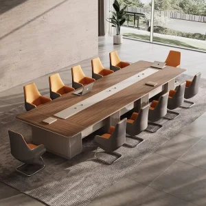 Luxury High-End Modern Square Conference Table with Chair Combination Modular Design MDF Material 12 Seater for Commercial Use