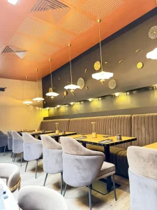 Luxury High End Restaurant Renovate Cafe Half Circle Round Marble Table Restaurant Furniture Sofa Set Booth Seating Project