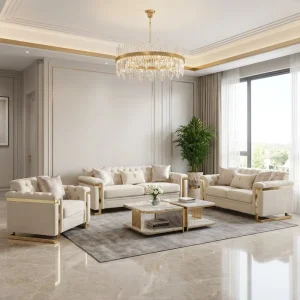 Luxury High-End Velvet Sofa Set Fabric Sectional Modern Design Foam Filled for Apartment or Hotel Use