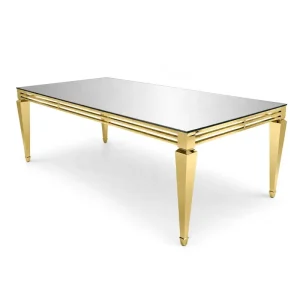 Luxury High Gloss Rectangle Metal Long Wedding Dining Table for Events