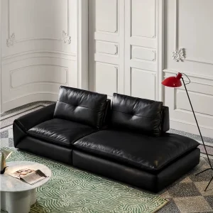Luxury High Quality Sectional 3 Seater Black Leather Sofa Set for Living Room Furniture