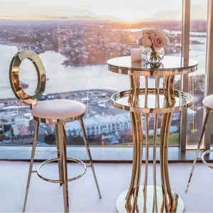 Luxury High Seat Armrest Gold Stainless Steel Modern Bar Stools