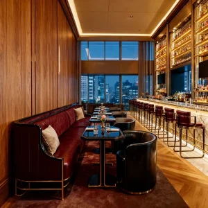 Luxury High-end Customized Marble Tabletop Leather Sofa High Bar Stool Hotel Restaurant Table and Chair Booth Seating Furniture