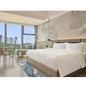 Luxury Hilton Hotel Bedroom Set Solid Oak Contemporary Modern Eco Friendly Durable Commercial Furniture for Hotel Apartment