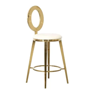 Luxury Hollow O Open Back Barstool Gold Chrome Stainless Steel bar Stools Cocktail High bar Chairs for Events Wedding Party