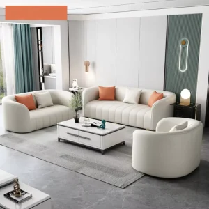 Luxury Home Office Decoration Technology Fabric Couch 2 3 Seater White Leather Sofa Set Sectional Living Room Furniture for Sale
