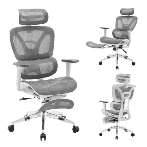 Luxury Home Office Furniture 3D Armrests CEO Executive Ergonomic Grey Mesh Swivel Office Chairs With Footrest for Home