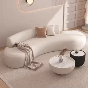 Luxury Home Office Sofa Set Minimalist PU Leather Sponge Curved Sofa Modern Design Hotel Furniture