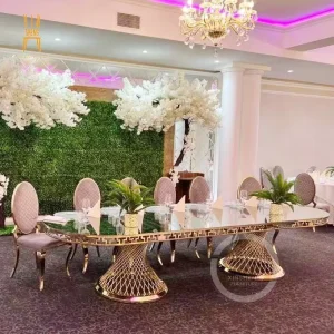 Luxury Hotel Banquet Hall Stainless Steel Wedding Event Oval Hotel Table