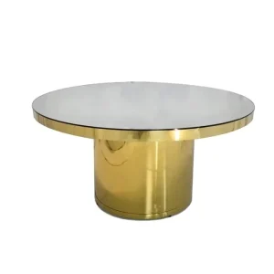 Luxury Hotel Banquet Round Dining Table Gold Steel Leg Mirror Top Table For Wedding Event Commercial Restaurant Use