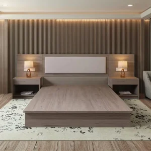Luxury Hotel Bedroom Furniture Set Solid Wood King Size Bed Modern Design for 5 Star Hotels Apartments & Villas