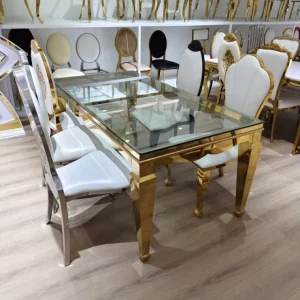 Luxury Hotel Clear Glass Wedding Hall Dining Chairs Tables Furniture Set