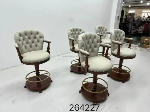 Luxury Hotel Club Modern Solid Wood Tufted Leather Durable Bar Stool Bespoke Swivel Counter Chair OEM Commercial FF&E