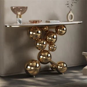 Luxury Hotel Entrance Table Villa Entryway Living Room Console Table Designer High End Modern Minimalist Slate Accent Table