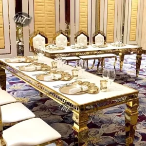 Luxury Hotel Event Furniture Rectangle Long White MDF Wedding Tables and Chairs