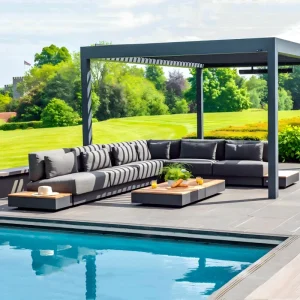 Luxury Hotel L shape Lounge Sofa Outdoor Furniture Patio Modular Sectional Sofa Garden Corner Sofa With Coffee Table