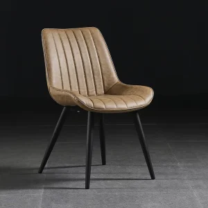 Luxury Hotel Modern Nordic Metal Dining Chairs with Leather Backrest for Kitchen Villa Apartment Cafe