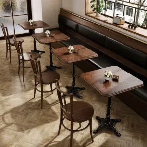 Luxury Hotel Restaurant Furniture Set Thonet Style Bentwood Dining Chairs Solid Wood Round Square Table for Commercial Cafe