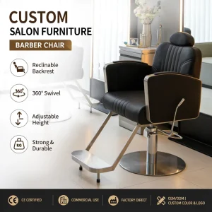 Luxury Hydraulic Barber Chair 360 Swivel Reclining Hair Salon Styling Chair PU Leather Furniture for Professional Barbershop Men