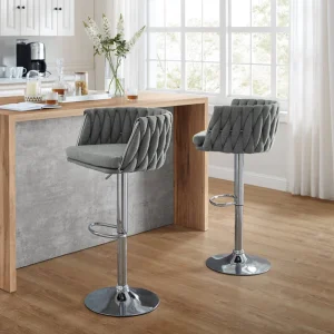Luxury Hydraulic Gas Lift Adjustable Counter High Bar Chair with Round Base for Dining Living Room Hotel Use