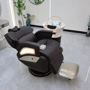 Luxury Hydraulic Leather Shampoo Chair Spa Salon Furniture with Adjustable Height Portable Design for Professional Hair Salons