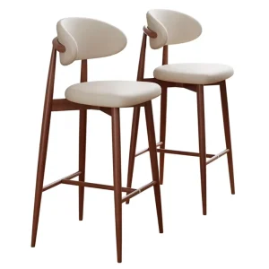 Luxury Iron Bar Stool with Nordic Backrest Modern Design No Armrests Painted Finish Bar Furniture