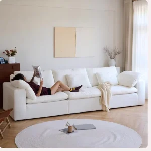 Luxury Italian Cloud Fabric Sofa Modern Villa Living Room Decoration Design Corner Sofa