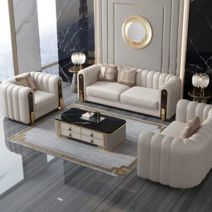 Luxury Italian Genuine Leather Sectional Couch Sitting Living Room Furniture Modern I Shape Sofas Set