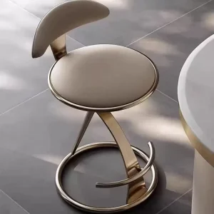 Luxury Italian Style Metal Bar Chair for Restaurant High End Modern Home Hotel Coffee Shop Furniture with Leather Frame Backrest